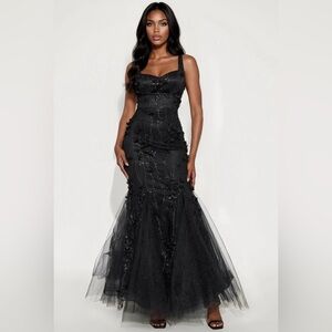 Fashion Nova Black Lace Prom Dress